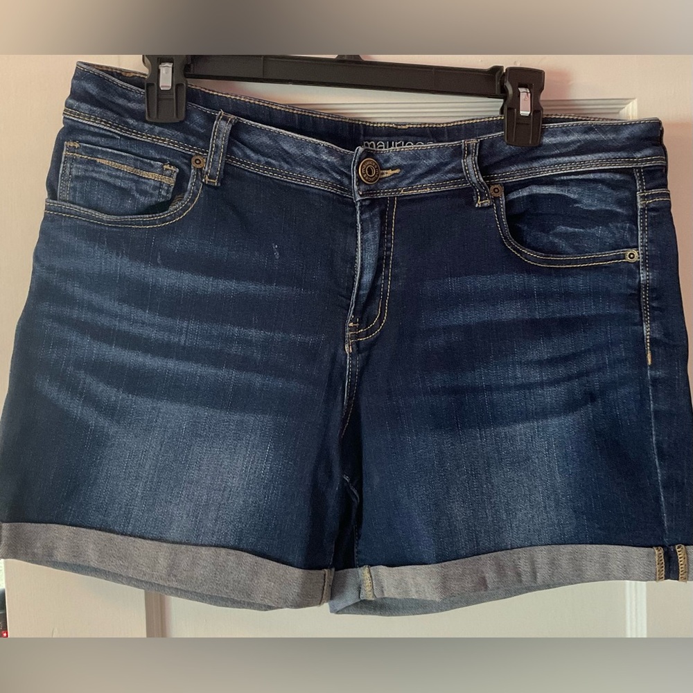 Maurices Blue Jean Shorts Cuffed Mid-Thigh